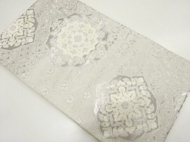未使用品　華紋に花更紗模様織り出し　袋帯